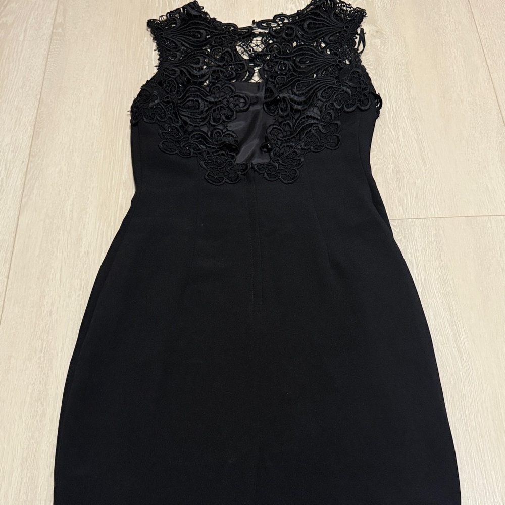 Jessica McClintock Vintage Black Lace Mini Dress - Picture 6 of 7